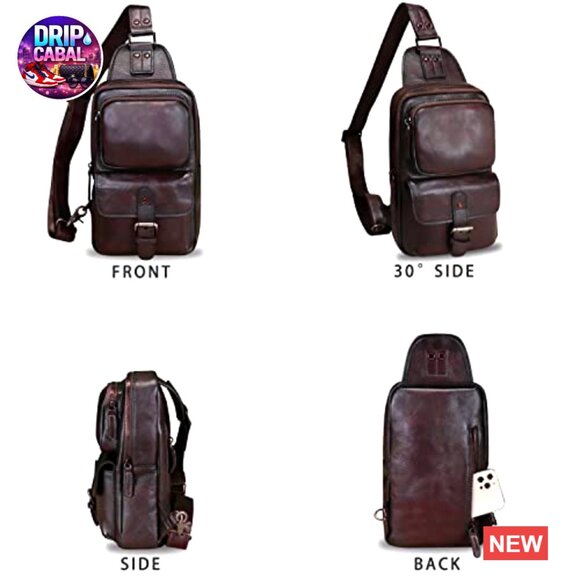 Genuine Leather Crossbody Sling Backpack with Multiple Pockets main image 5